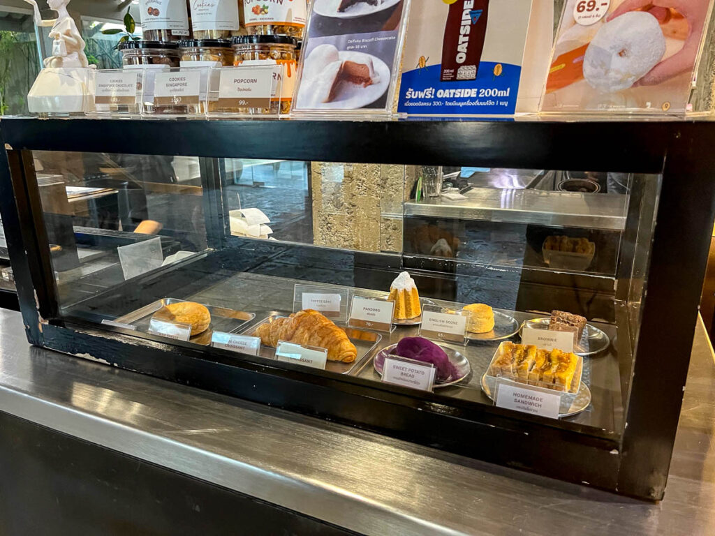 Cake display at The Baristro At Train Station, Chiang Mai, Thailand