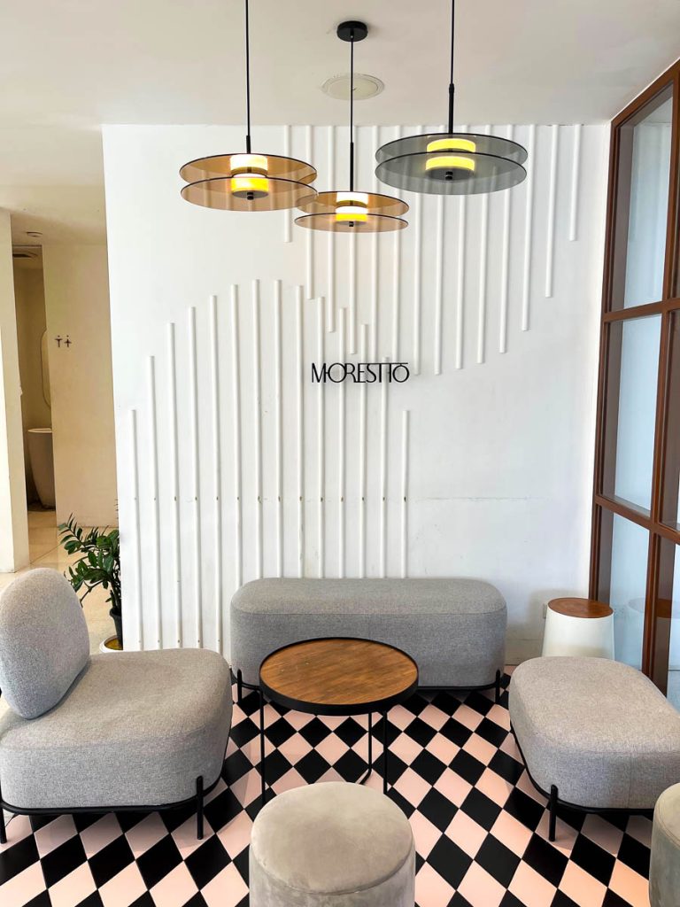Soft curves and cosy corners—inviting upstairs seating at Morestto