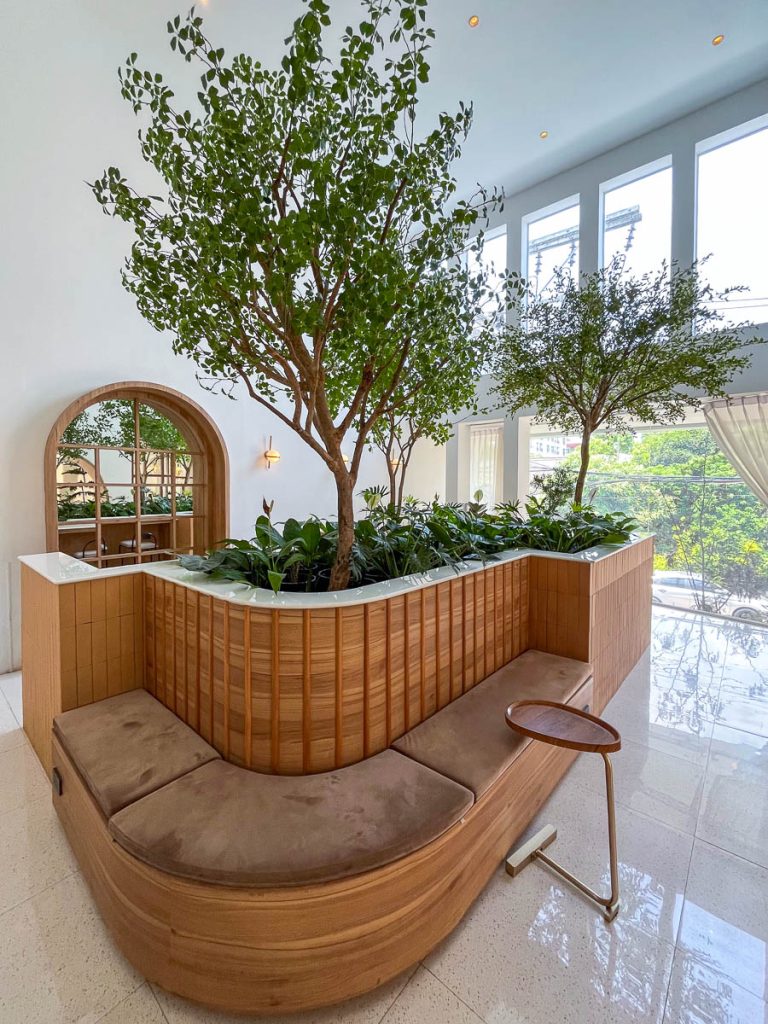 Nature meets design with an island of trees on Morestto’s second floor.