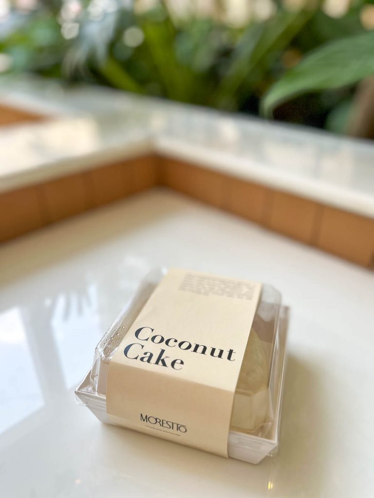 Sweet, simple, and seriously good—the signature coconut cake at Morestto
