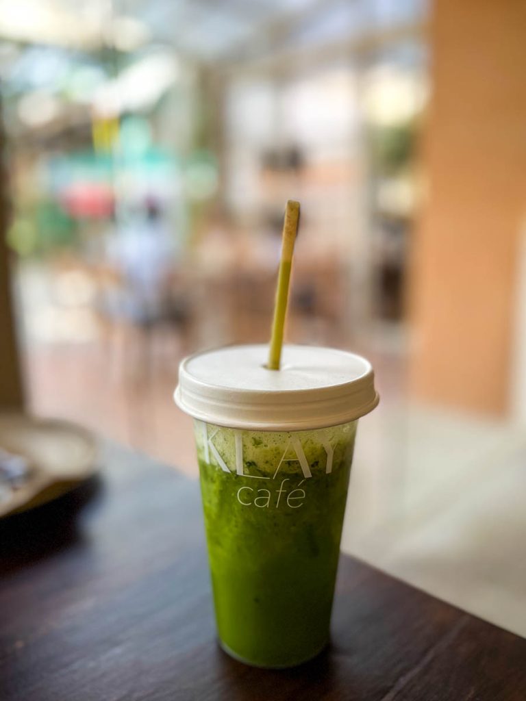 A cool matcha moment — one of many thoughtful drinks crafted with care at KLAY, Chiang Mai