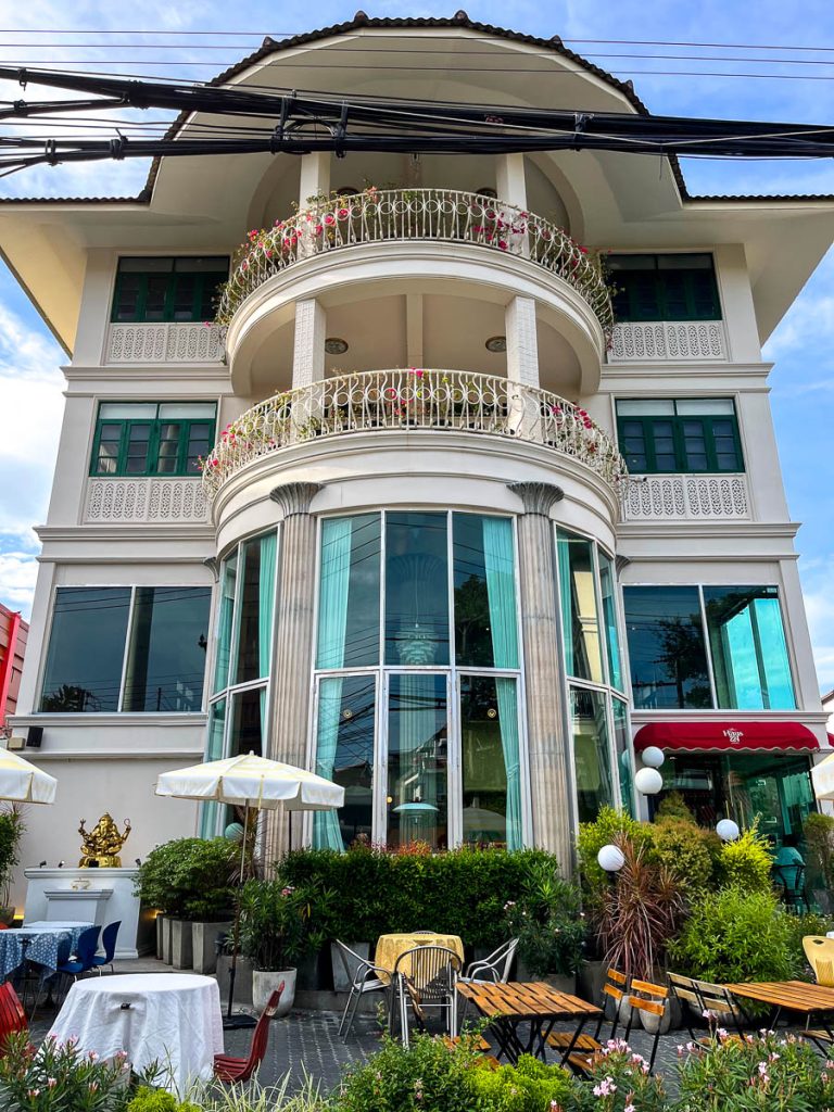 The Haus 224’s elegant facade, where classic architecture meets the vibrancy of Chiang Mai’s cafe culture