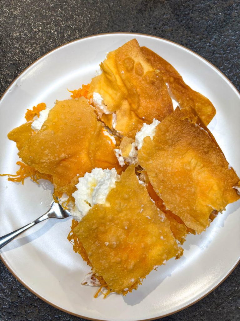 Crispy roti with Thai sweet and whipped cream specialty dish at Baristro Asian Style Chiang Mai