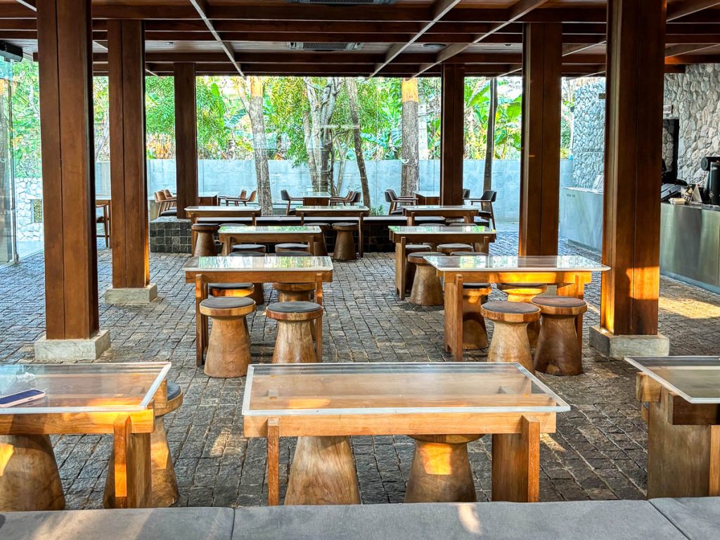 Inside the speed bar pavilion at Baristro Asian Style, Chiang Mai, Thailand
