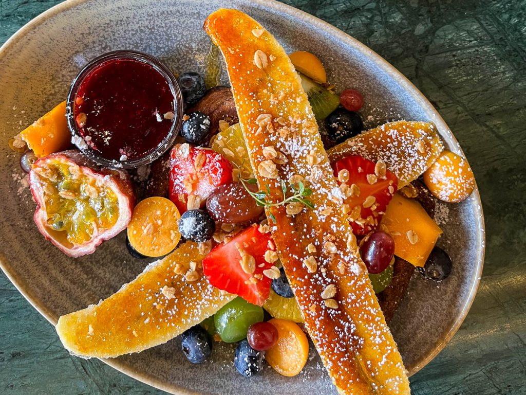French Toast with tropical fruit and coconut sauce at Kati Breakfast and Brunch Chiang Mai